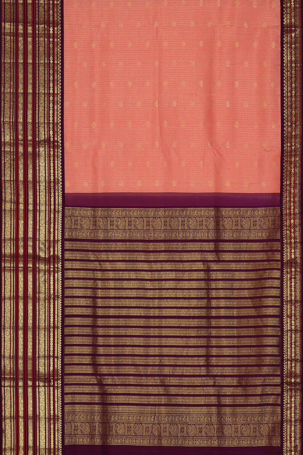 Image of Kanchipattu Fuchsia-Pink Kattam Saree