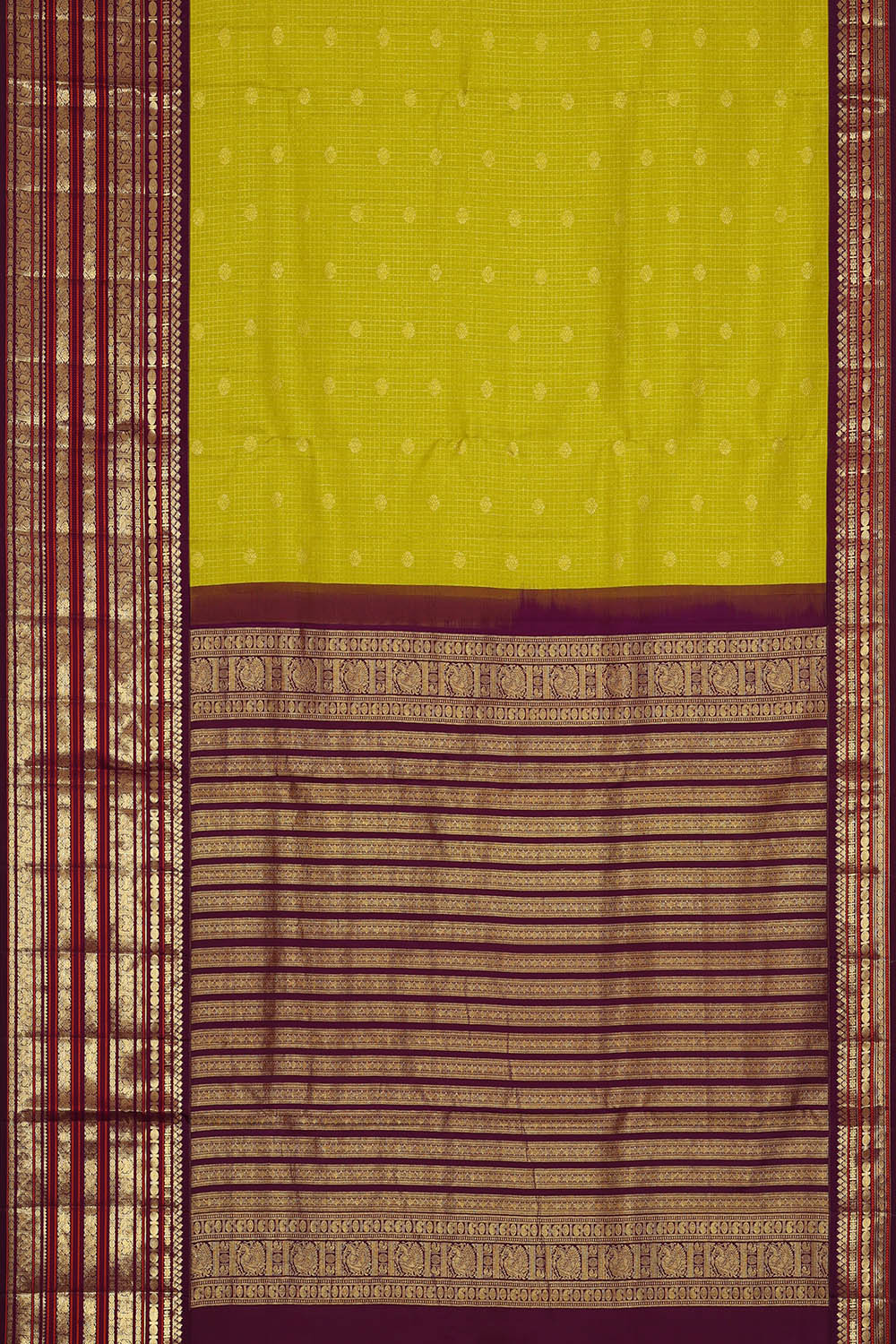 Image of Kanchipattu Spring-Green Kattam Saree