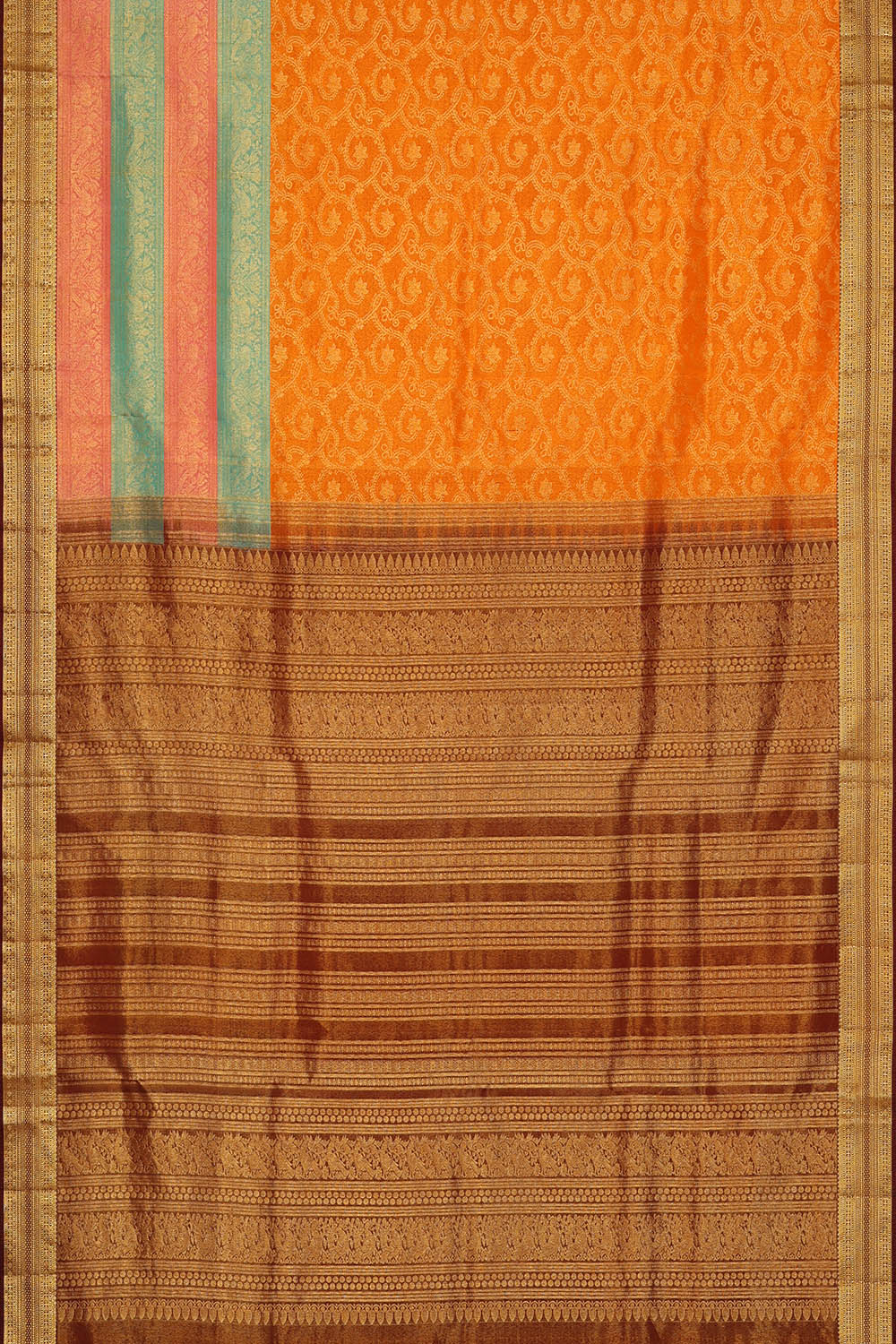 Image of Orange Kanchipattu Brocade Saree