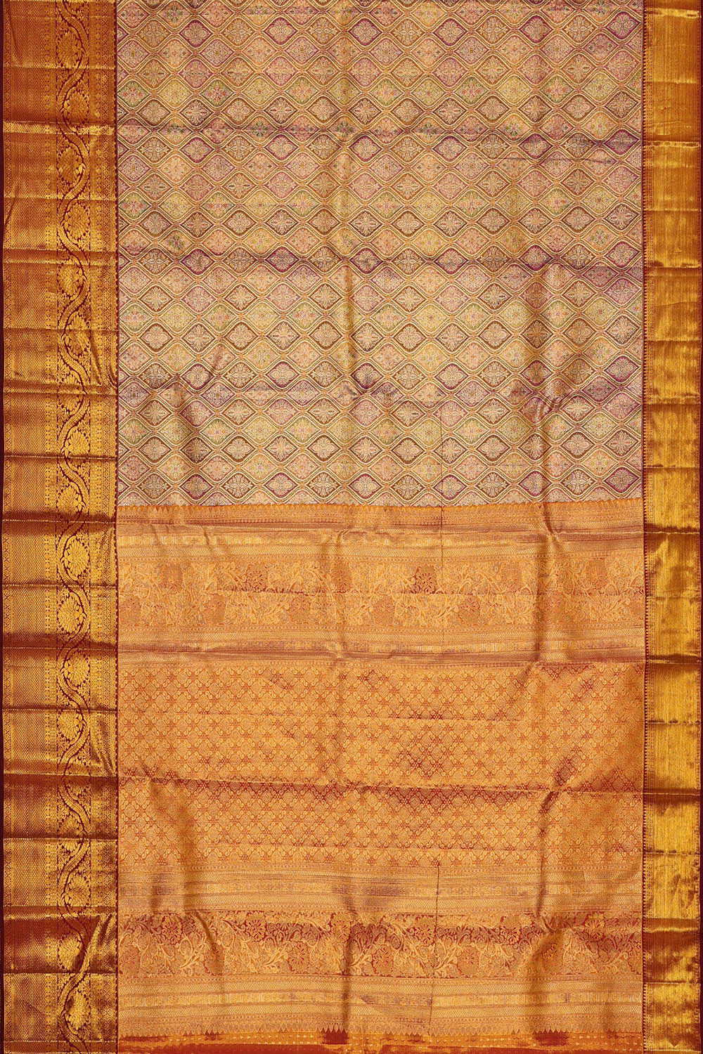Image of Kanchipattu Multi-coloured Tissue Brocade saree