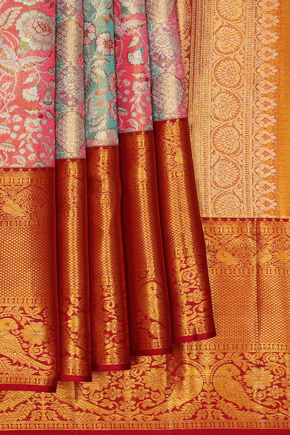Image of Kanchipattu Multi-coloured Tissue Brocade Saree