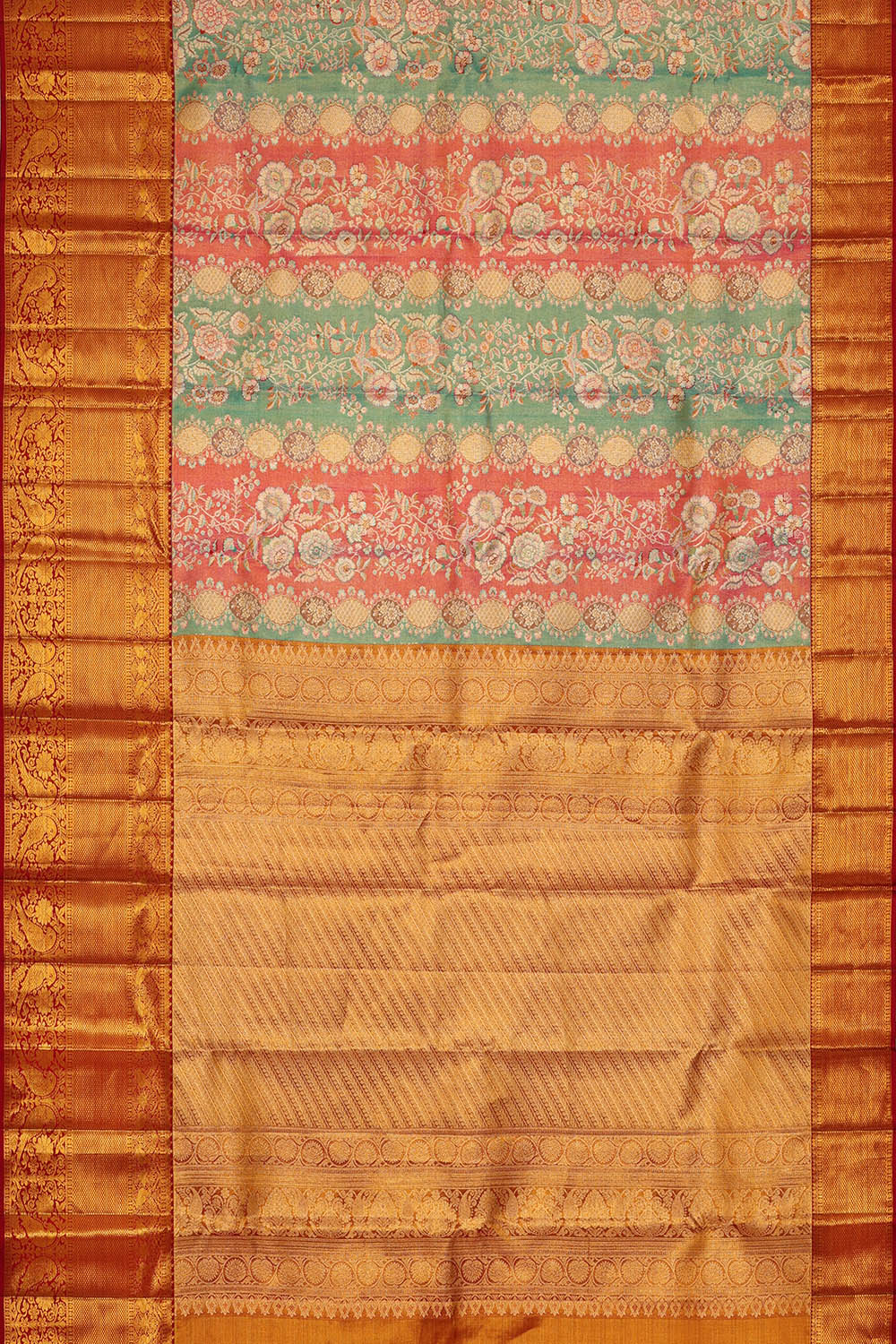 Image of Kanchipattu Multi-coloured Tissue Brocade Saree