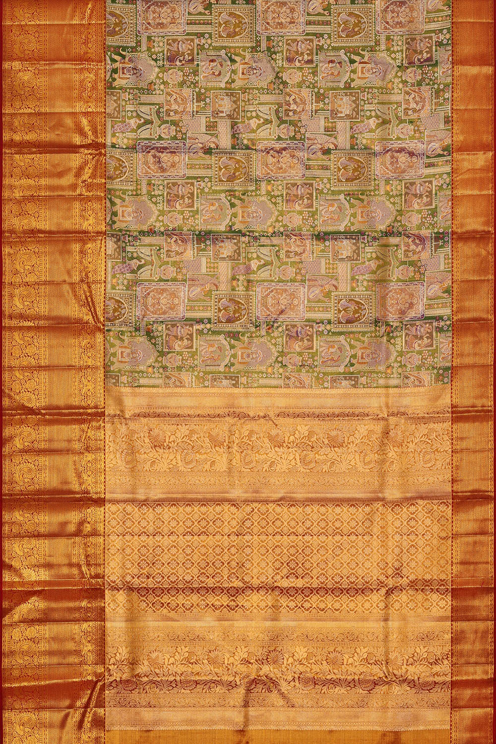 Image of Kanchipattu Multi-Coloured Tissue Brocade Saree