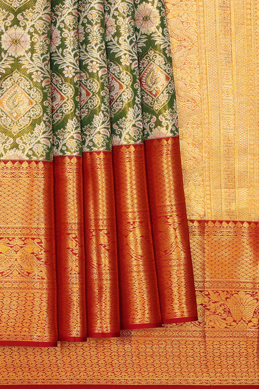 Image of Kanchipattu Green Tissue Brocade Saree