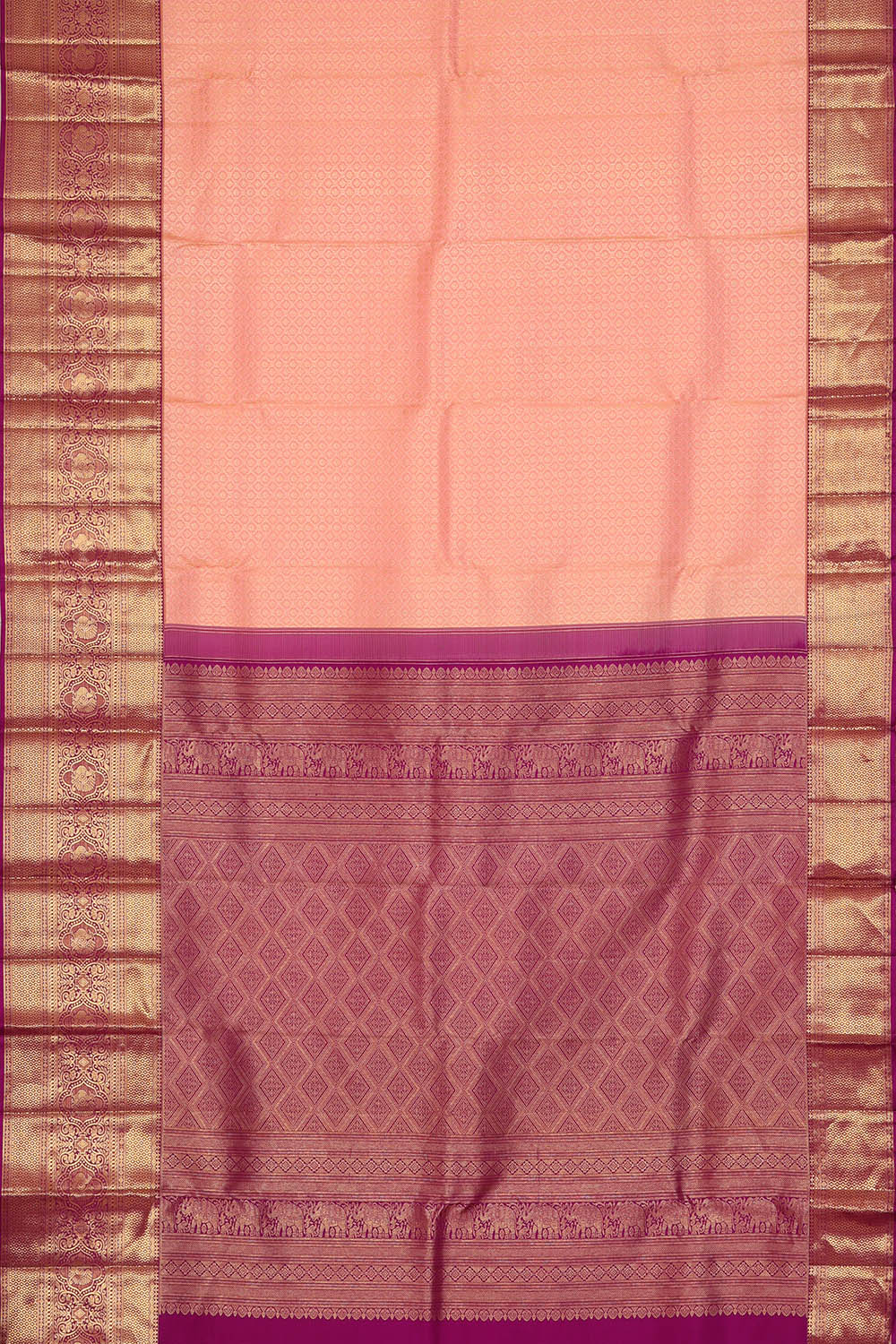 Image of Peach Kanchipattu Brocade Saree
