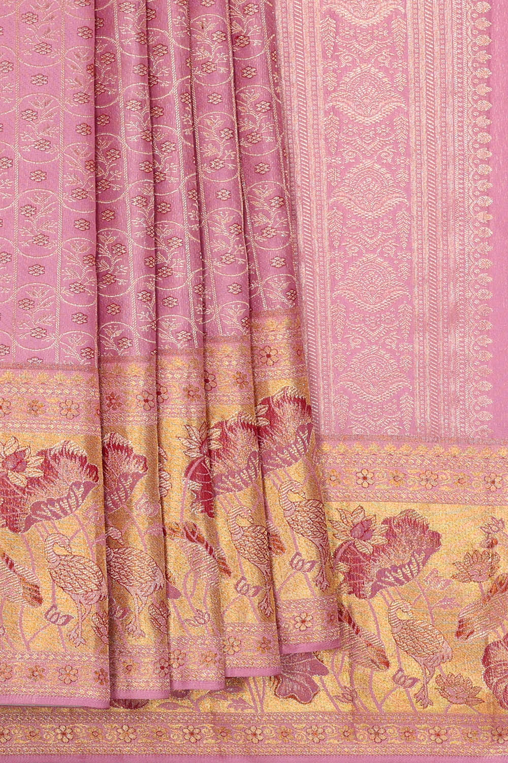 Image of Lavender-Purple Kanchipattu Brocade Saree