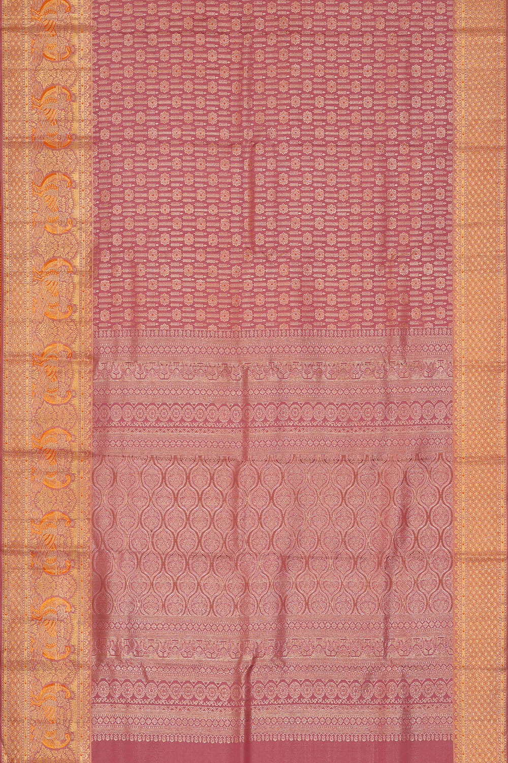 Image of Onion-Pink Kanchipattu Brocade Saree
