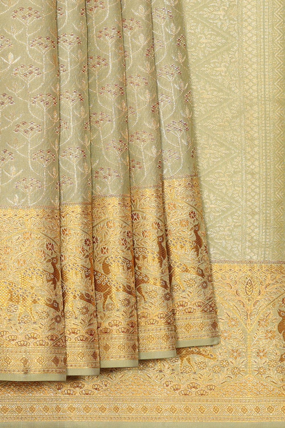 Image of Pastel Green Kanchipattu Brocade Saree