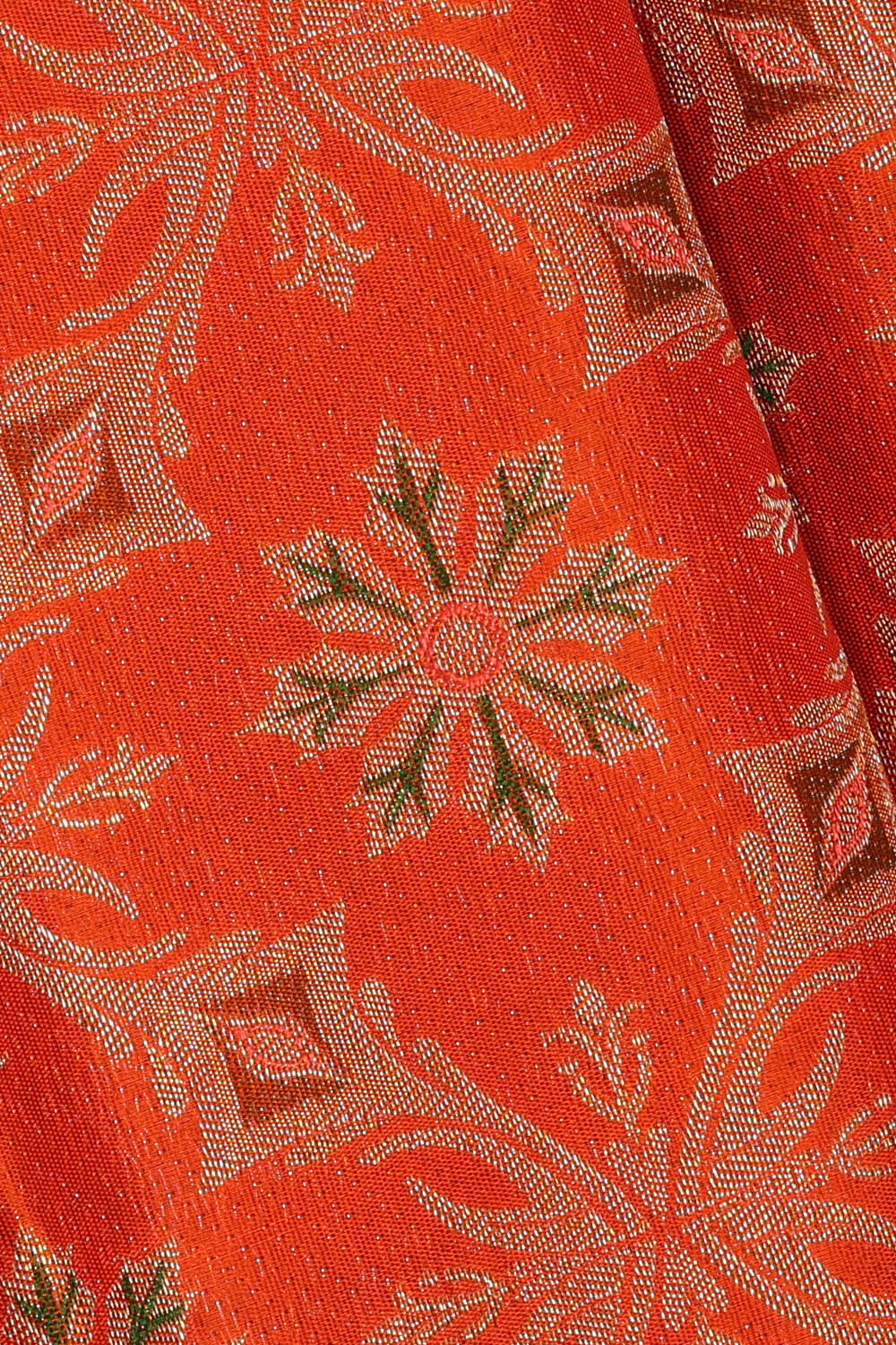 Image of Orange Kanchipattu Tissue Brocade Saree