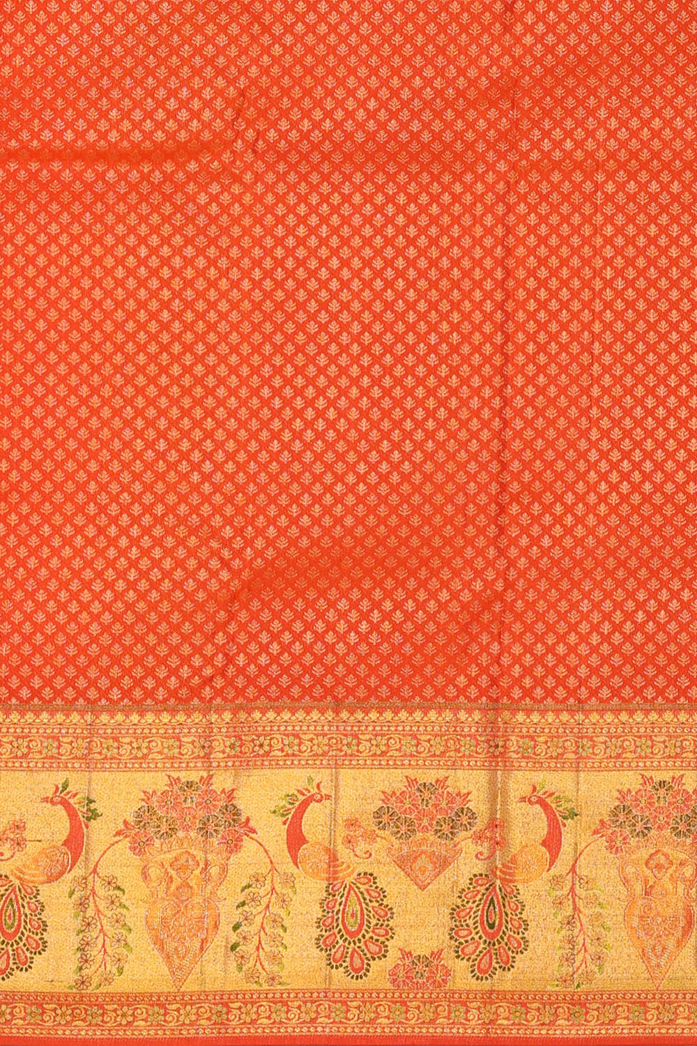 Image of Orange Kanchipattu Tissue Brocade Saree