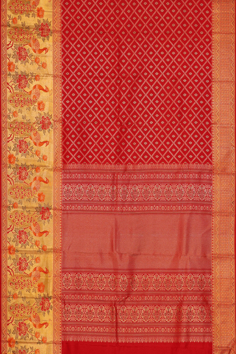 Image of Red Kanchipattu Brocade Saree