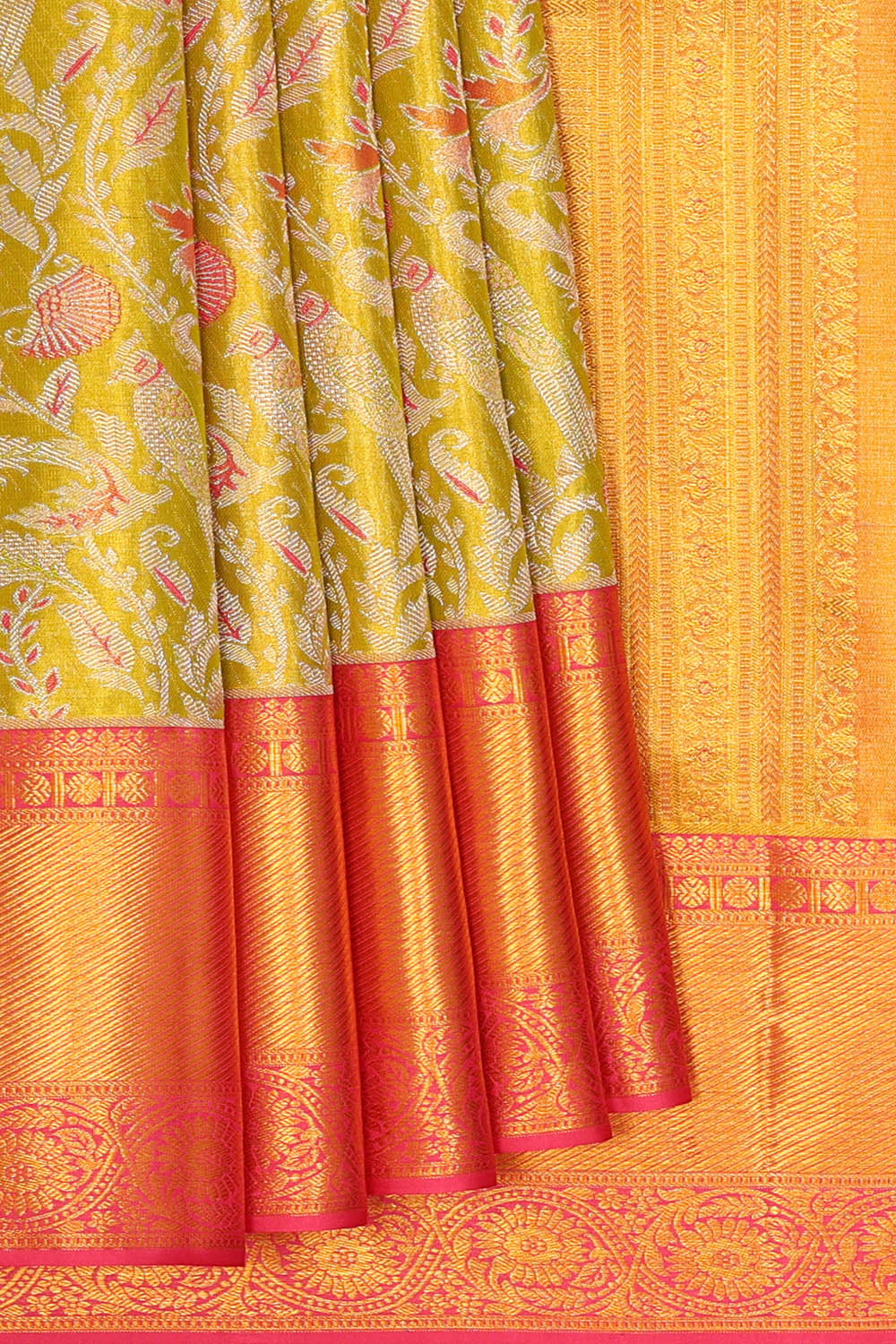 Image of Spring-Yellow Tissue Brocade Saree