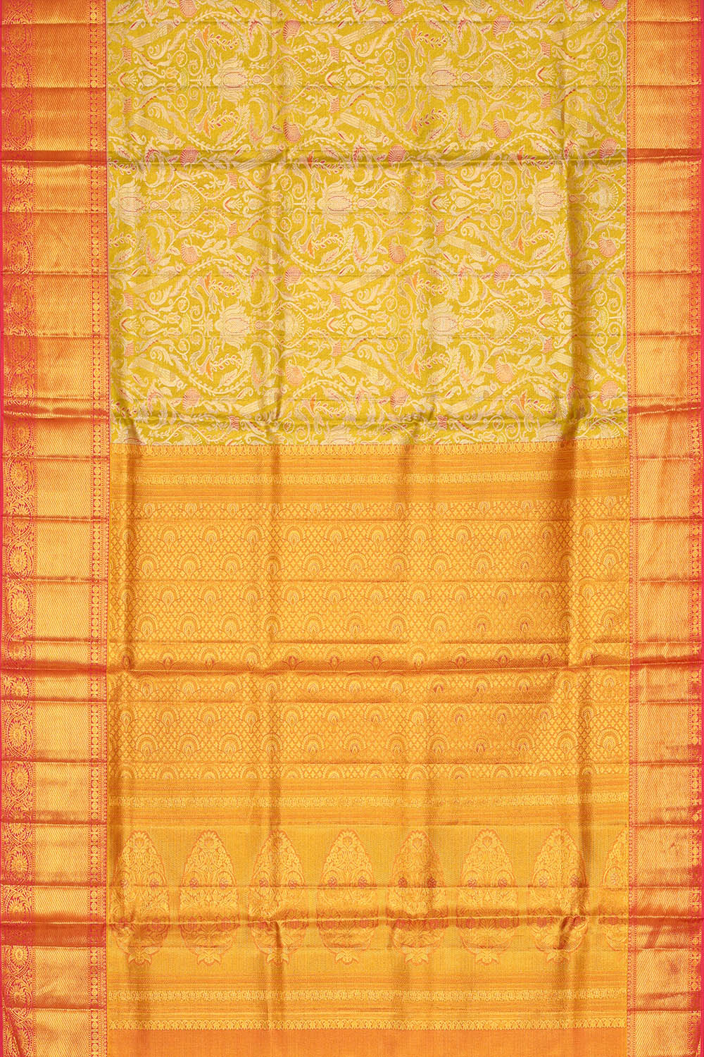 Image of Spring-Yellow Tissue Brocade Saree