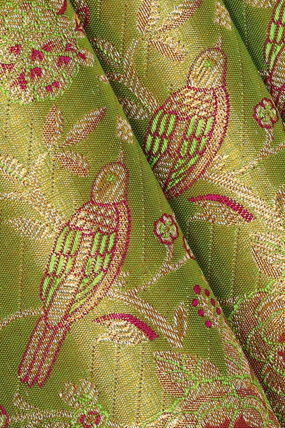 Image of Green Kanchipattu Tissue Brocade Saree