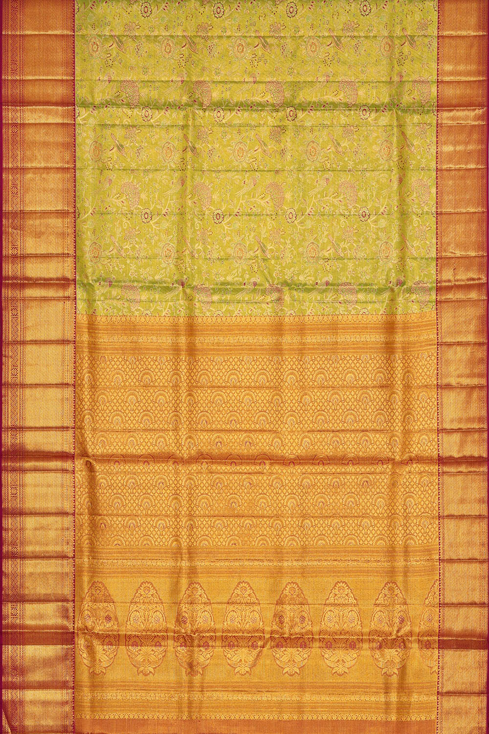 Image of Green Kanchipattu Tissue Brocade Saree