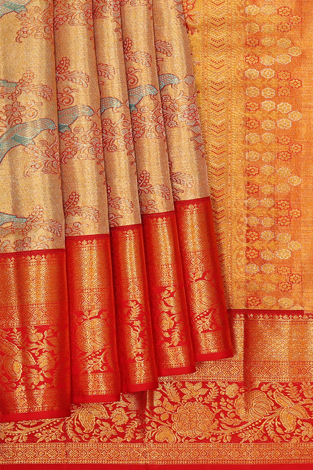 Image of Gold Kanchipattu Tissue Brocade Saree