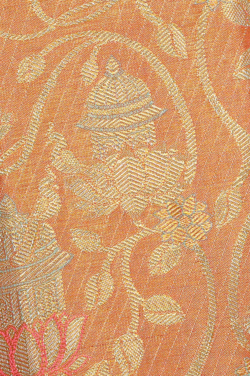 Image of Orange Kanchipattu Tissue Brocade Saree