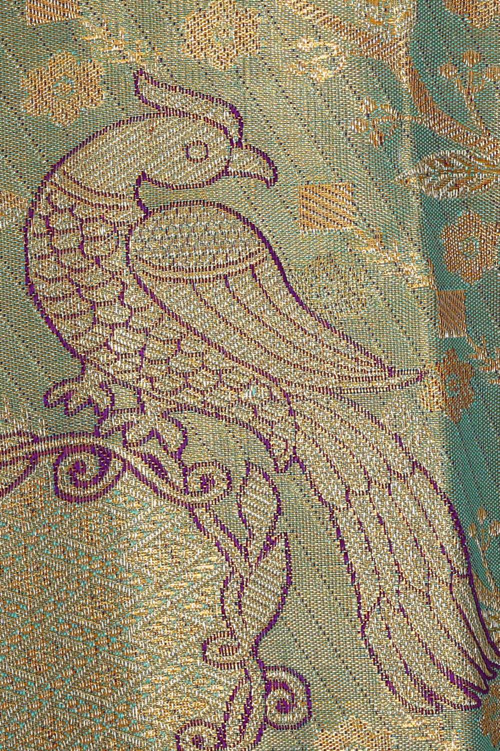 Image of Blue kanchipattu Tissue Brocade Saree