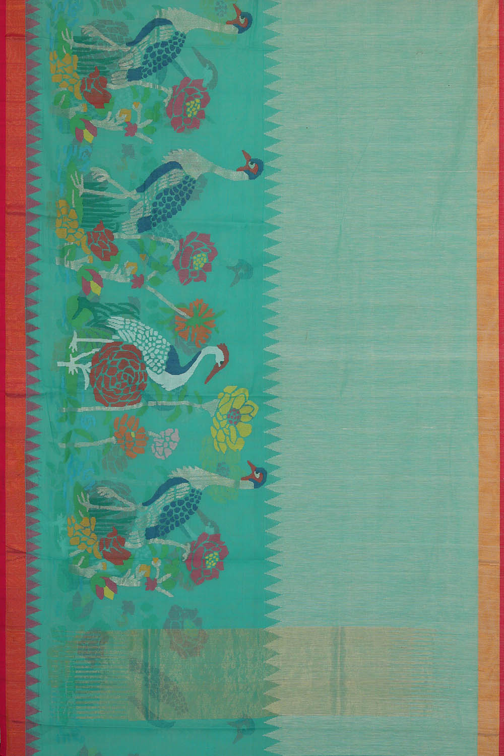 Image of Teal-Green Ponduru Cotton Saree