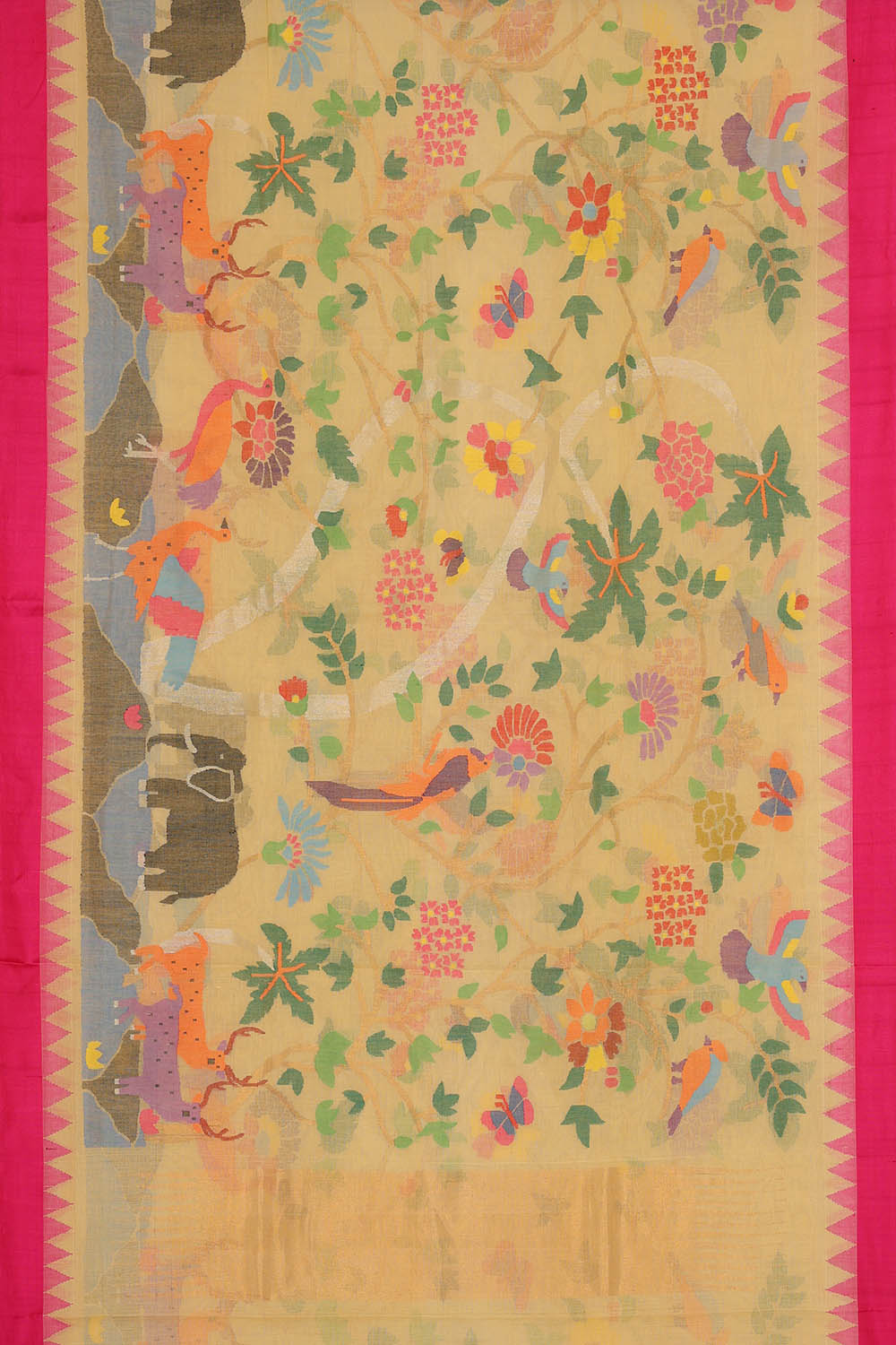Image of Cream Ponduru Cotton Saree