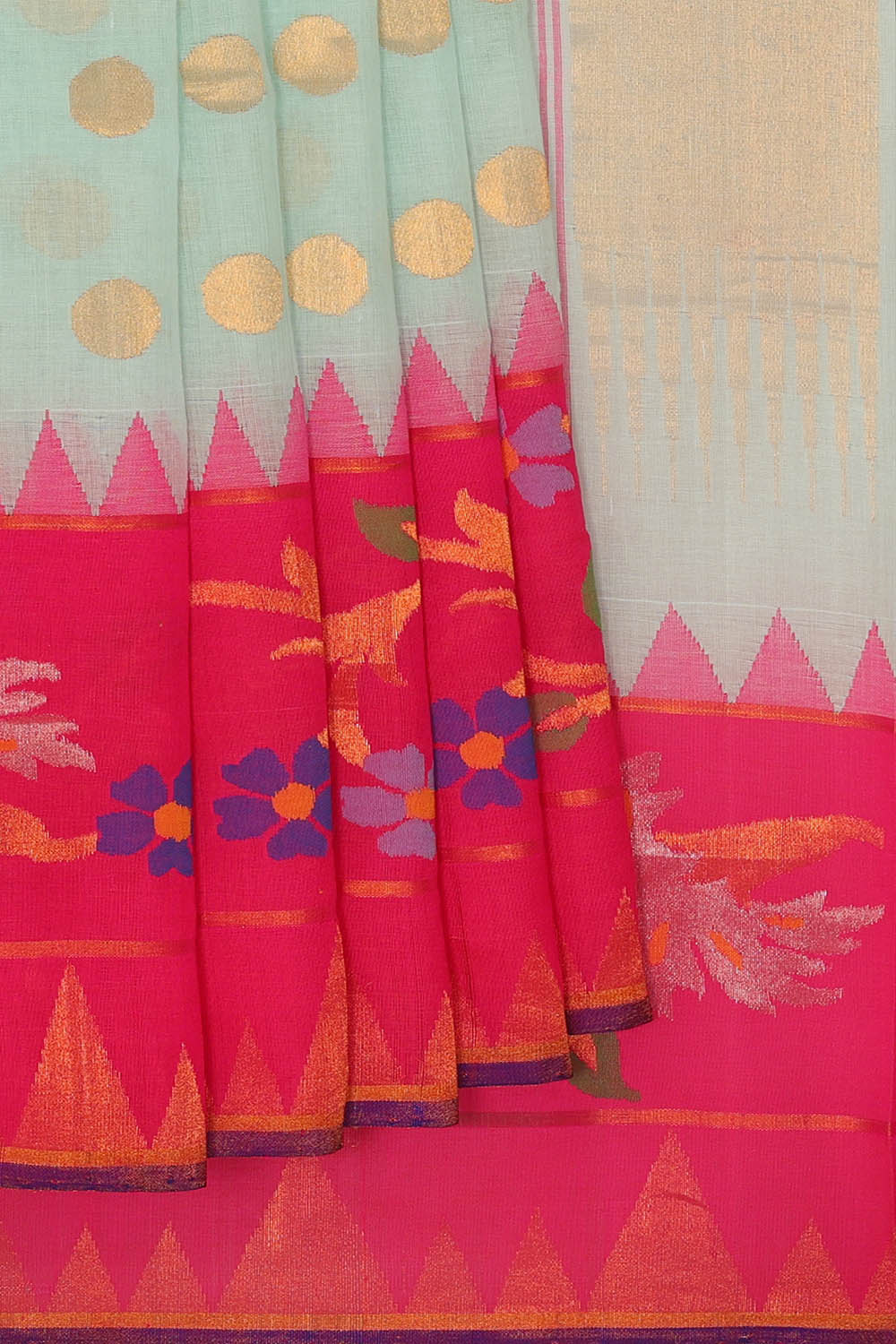 Image of Pastel-Grey Ponduru Cotton Saree
