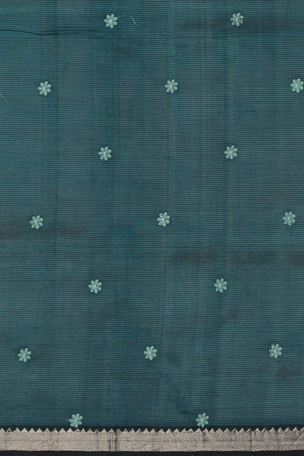 Image of Teal-Green Silk Embroidery Saree
