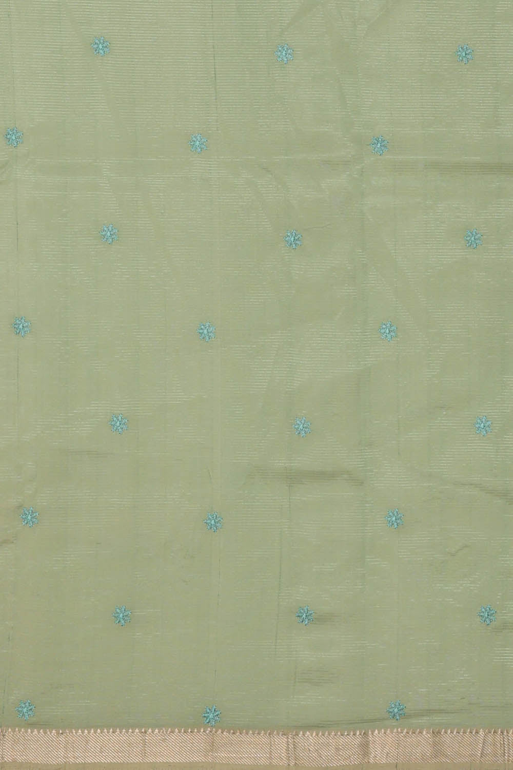 Image of Green Silk Embroidery Saree