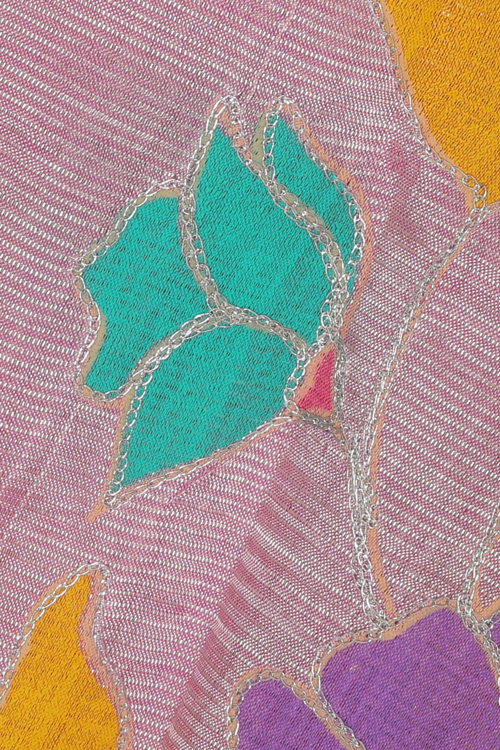 Image of Onion-Pink Embroidery Silk Saree