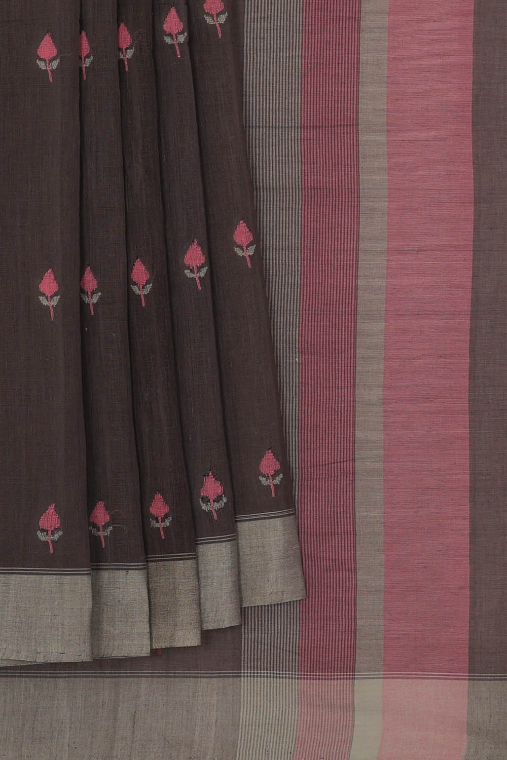 Image of Black Cotton Saree
