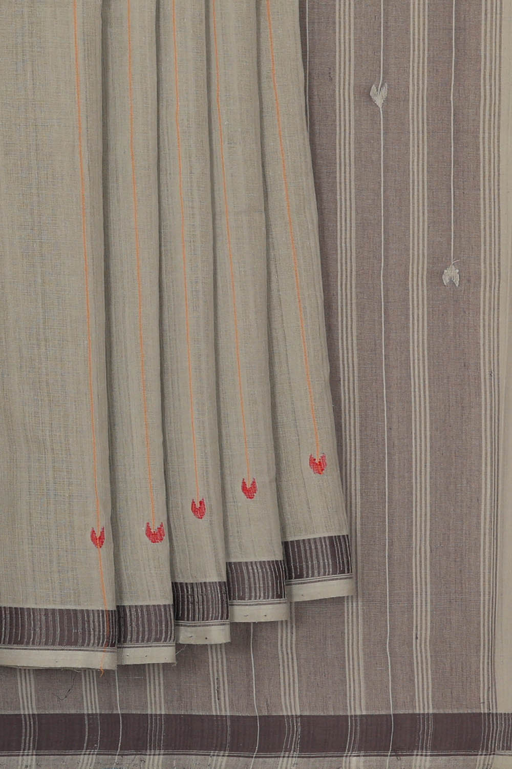 Image of Grey Cotton Saree