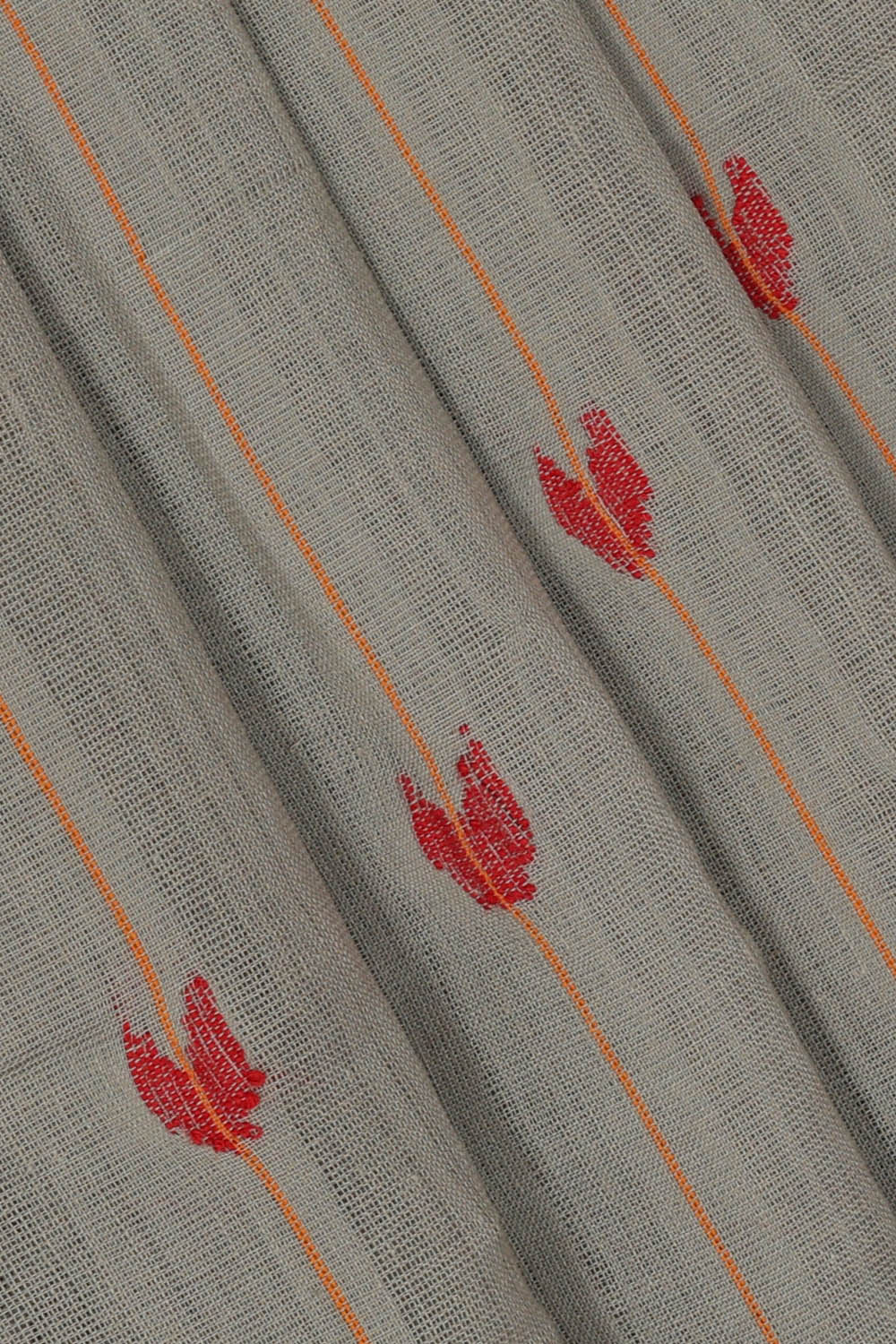 Image of Grey Cotton Saree