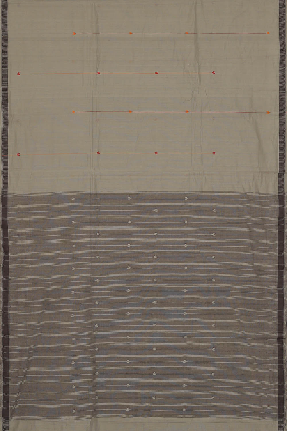 Image of Grey Cotton Saree