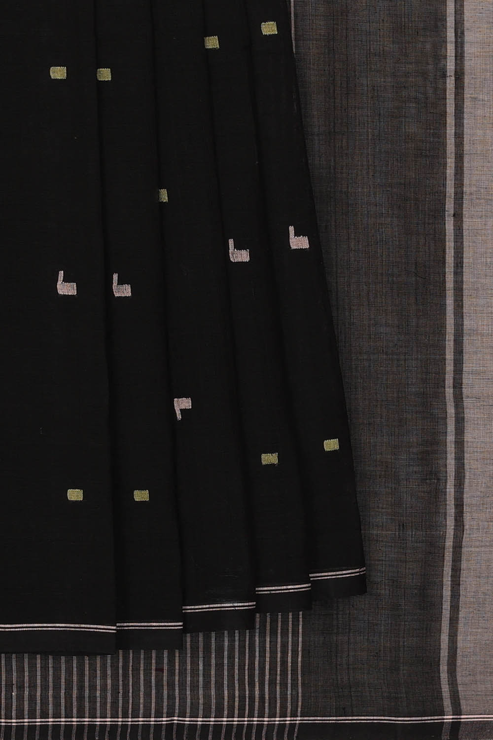 Image of Black Cotton Saree