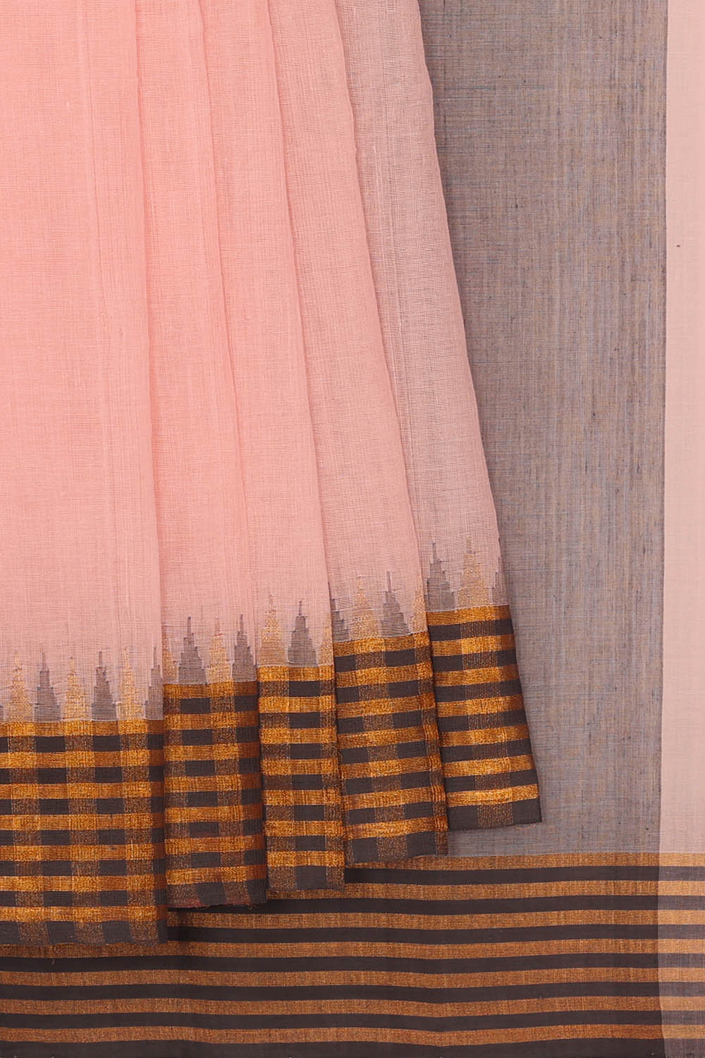 Image of Light-Pink Cotton Saree