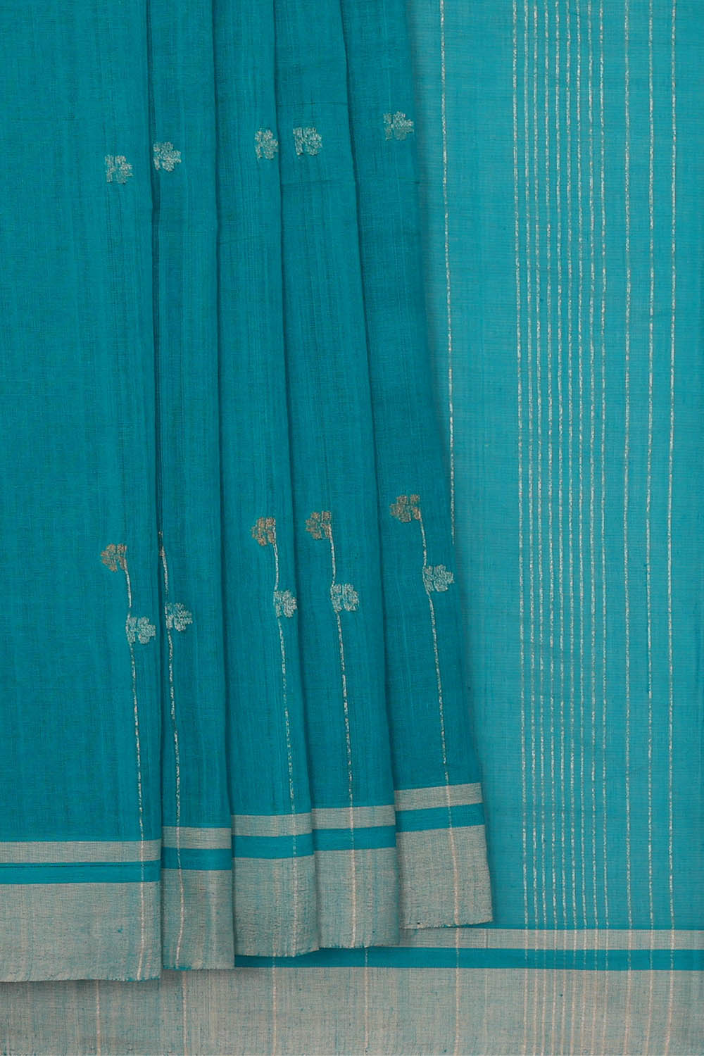 Image of Blue Cotton Saree