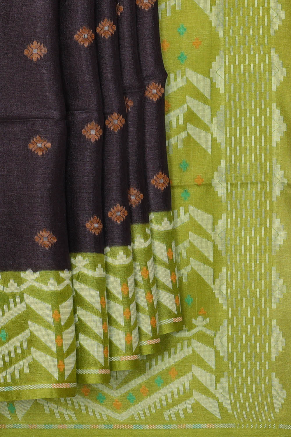 Image of Black Dhakai Tussar Silk Saree