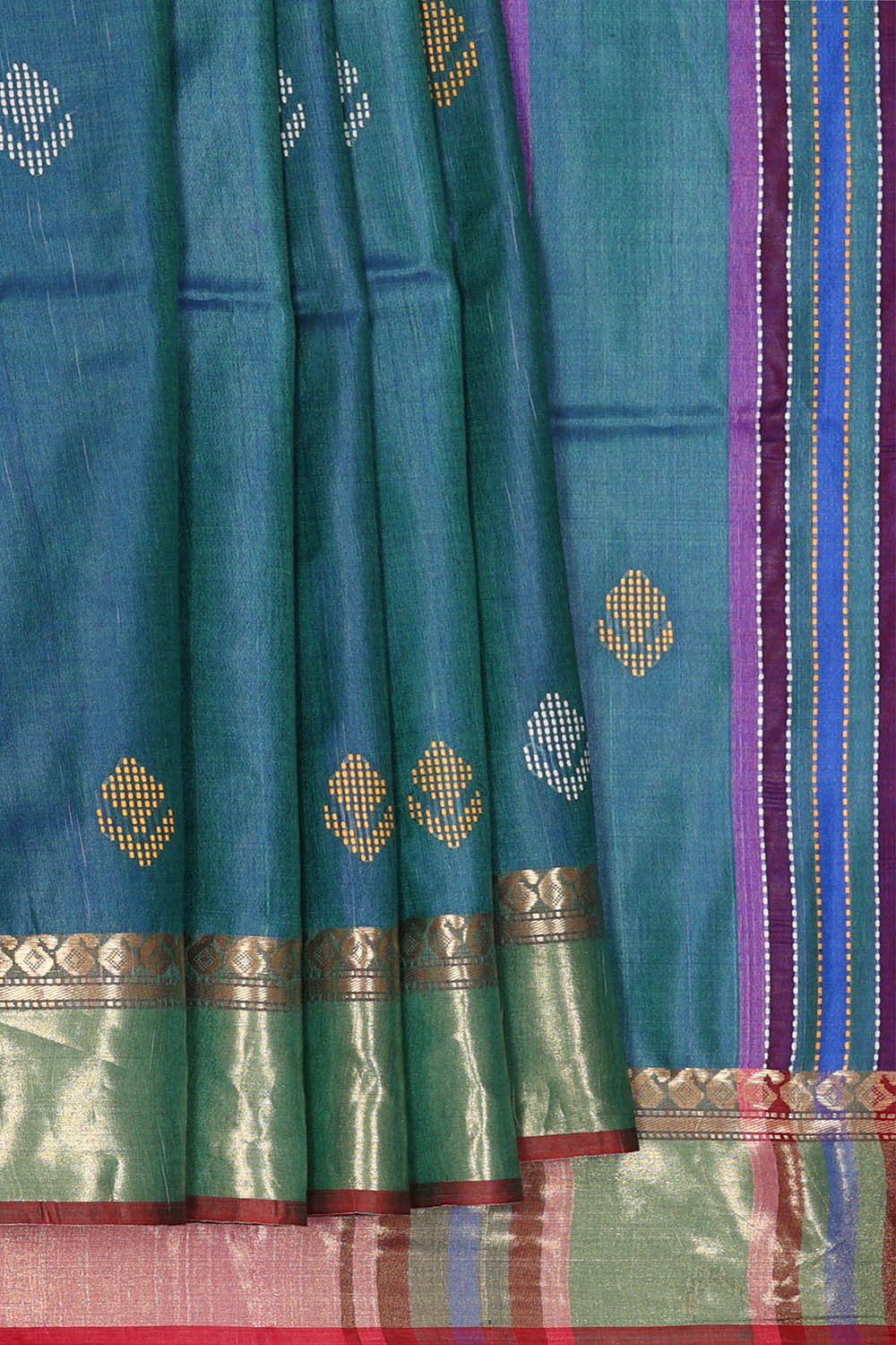 Image of Blue Desi Tussar Silk Saree