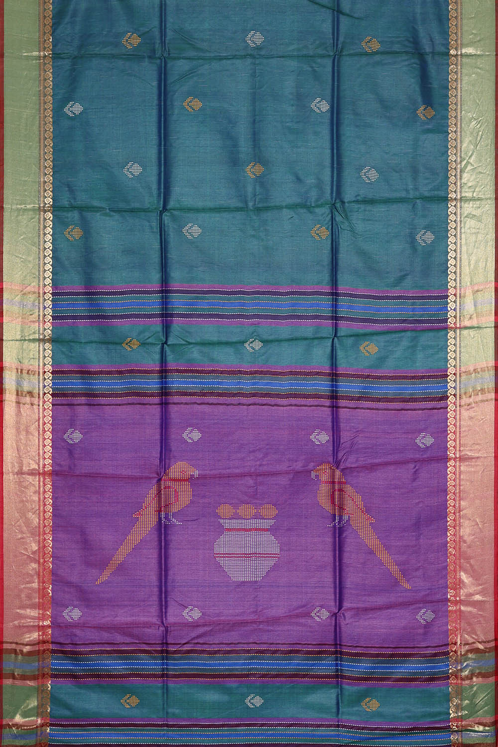 Image of Blue Desi Tussar Silk Saree