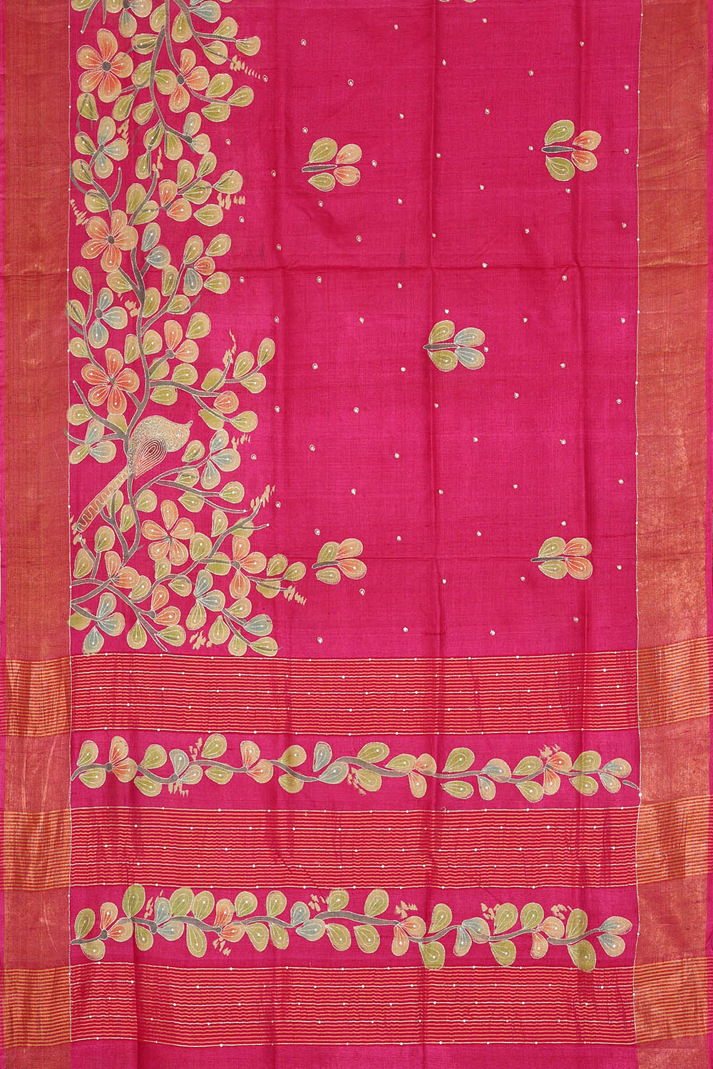 Image of Pink Tussar Silk Saree