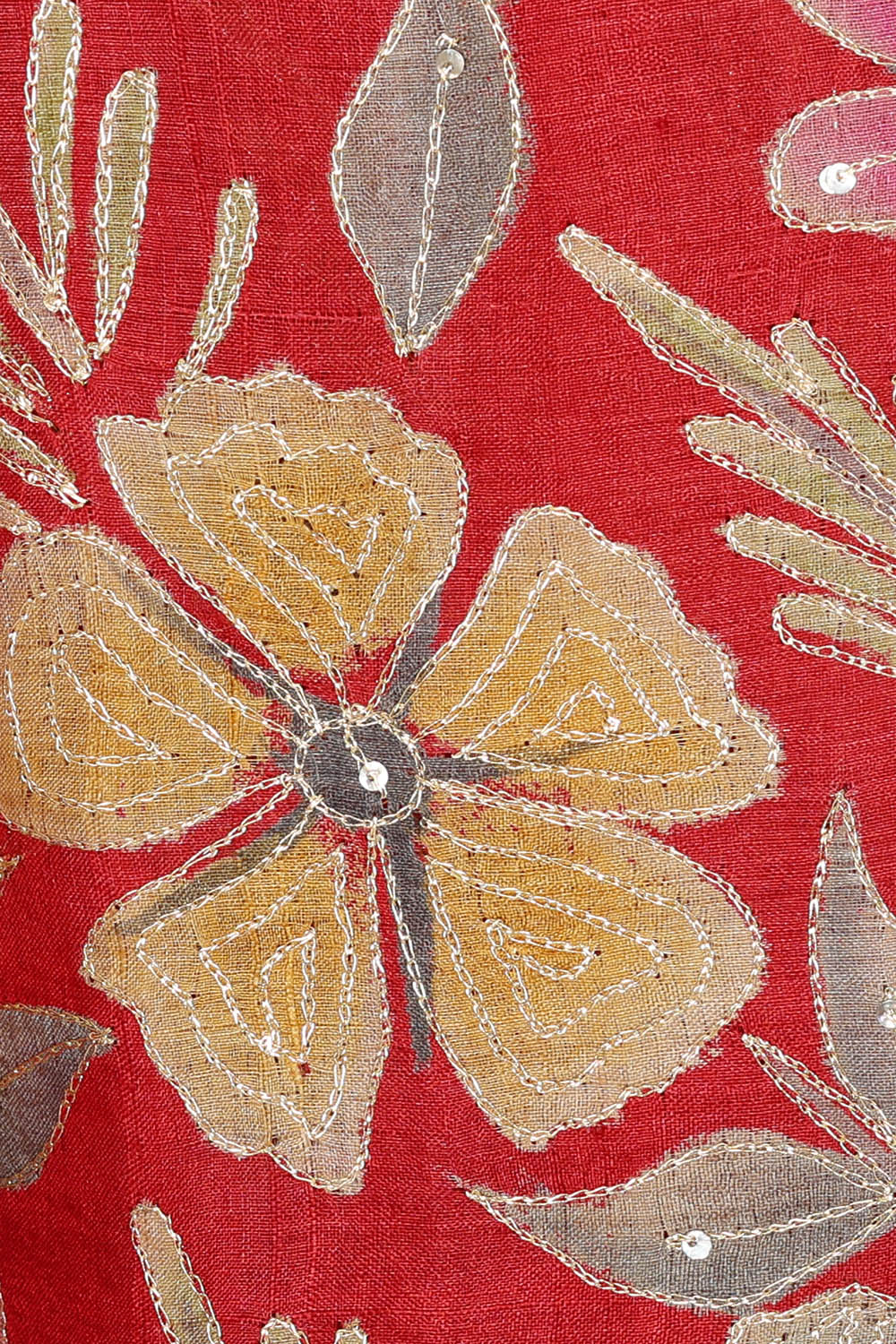 Image of Red Tussar Silk Saree