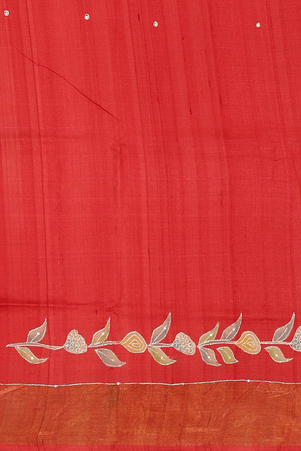 Image of Red Tussar Silk Saree