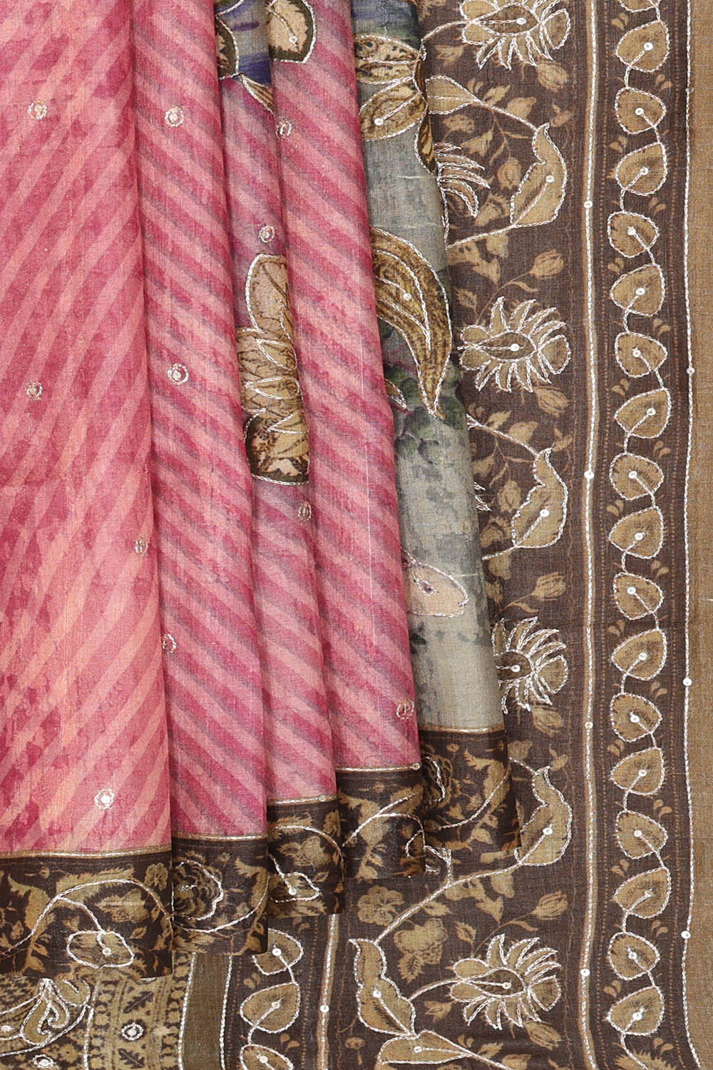 Image of Teal-Blue Tussar Silk Saree