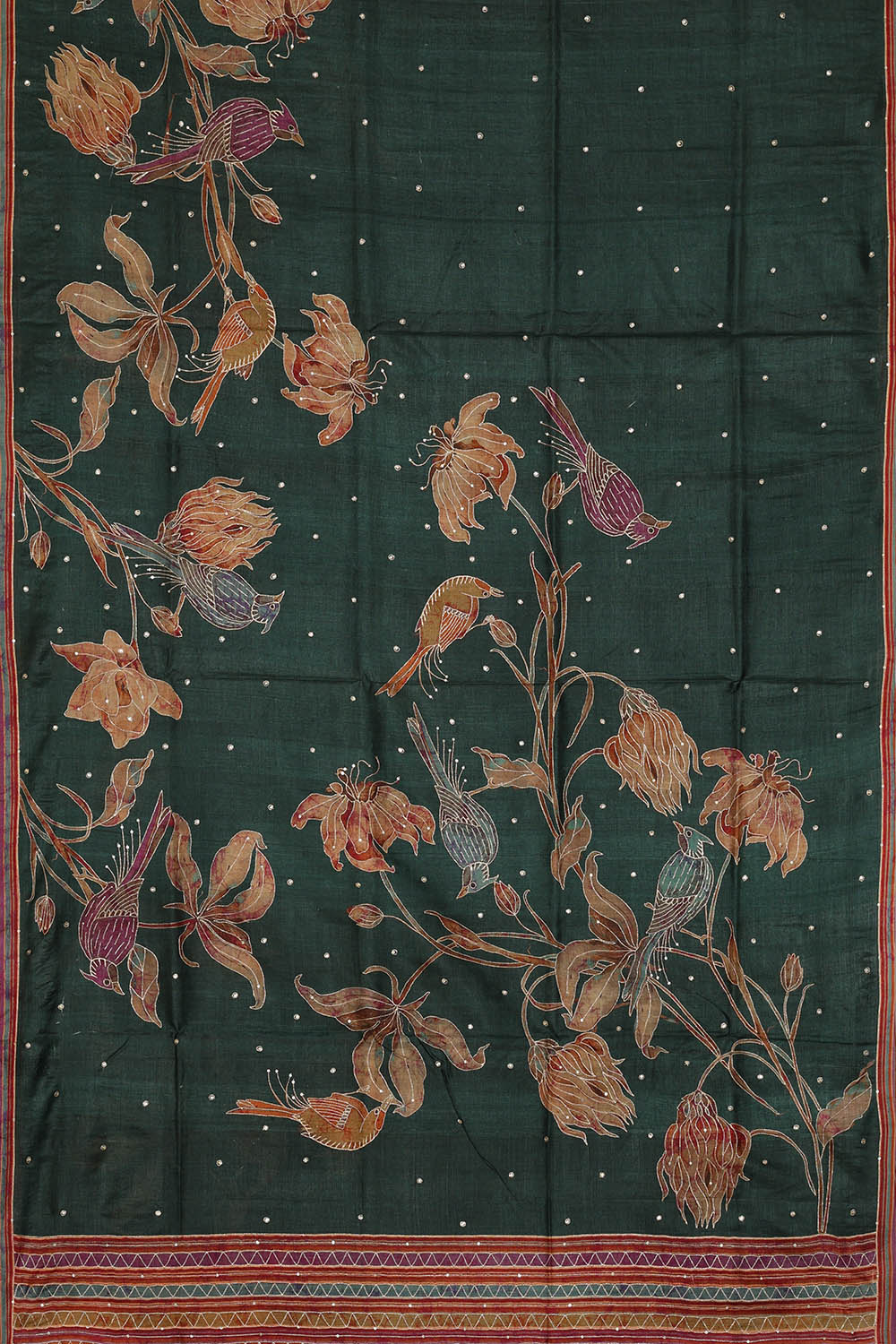 Image of Bottle-Green Tussar Silk Saree