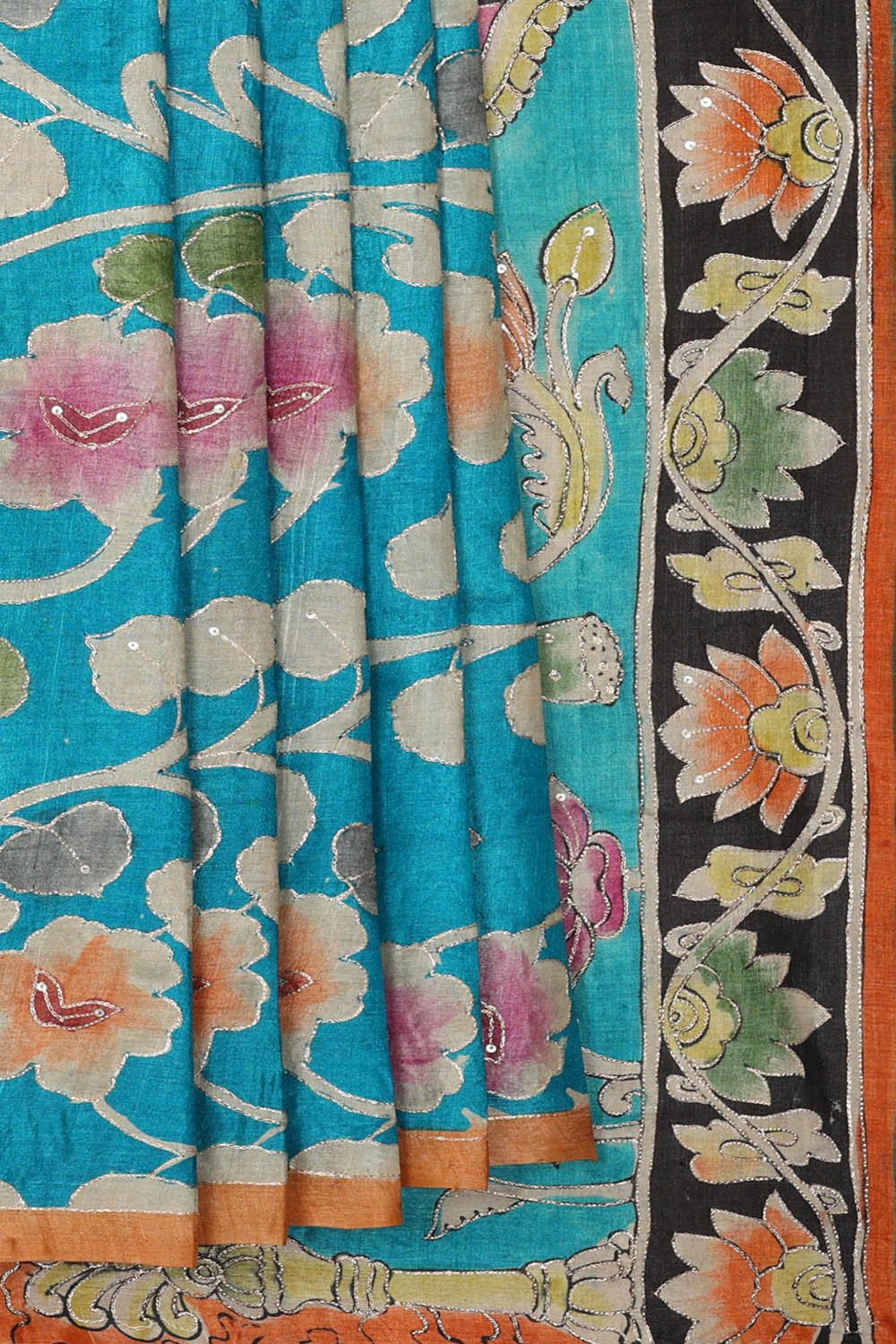 Image of Blue Tussar Silk Saree