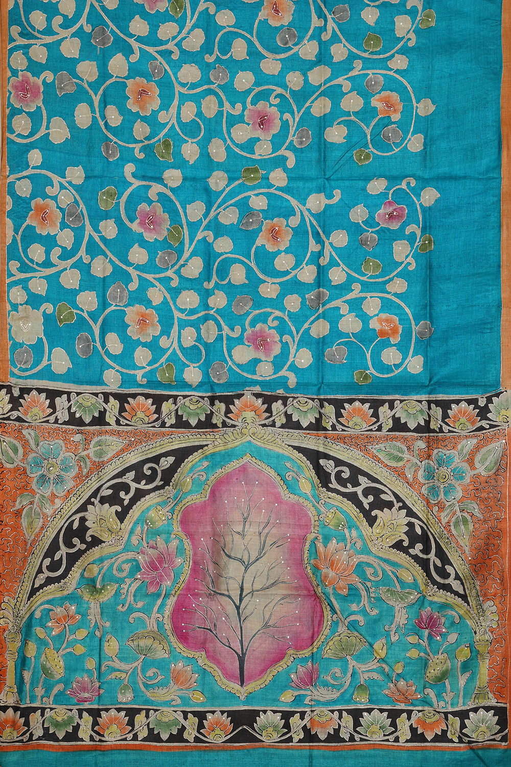 Image of Blue Tussar Silk Saree