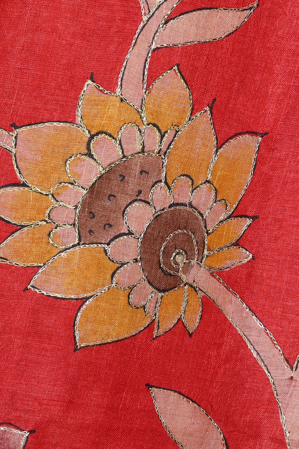 Image of Red Tussar Silk Saree