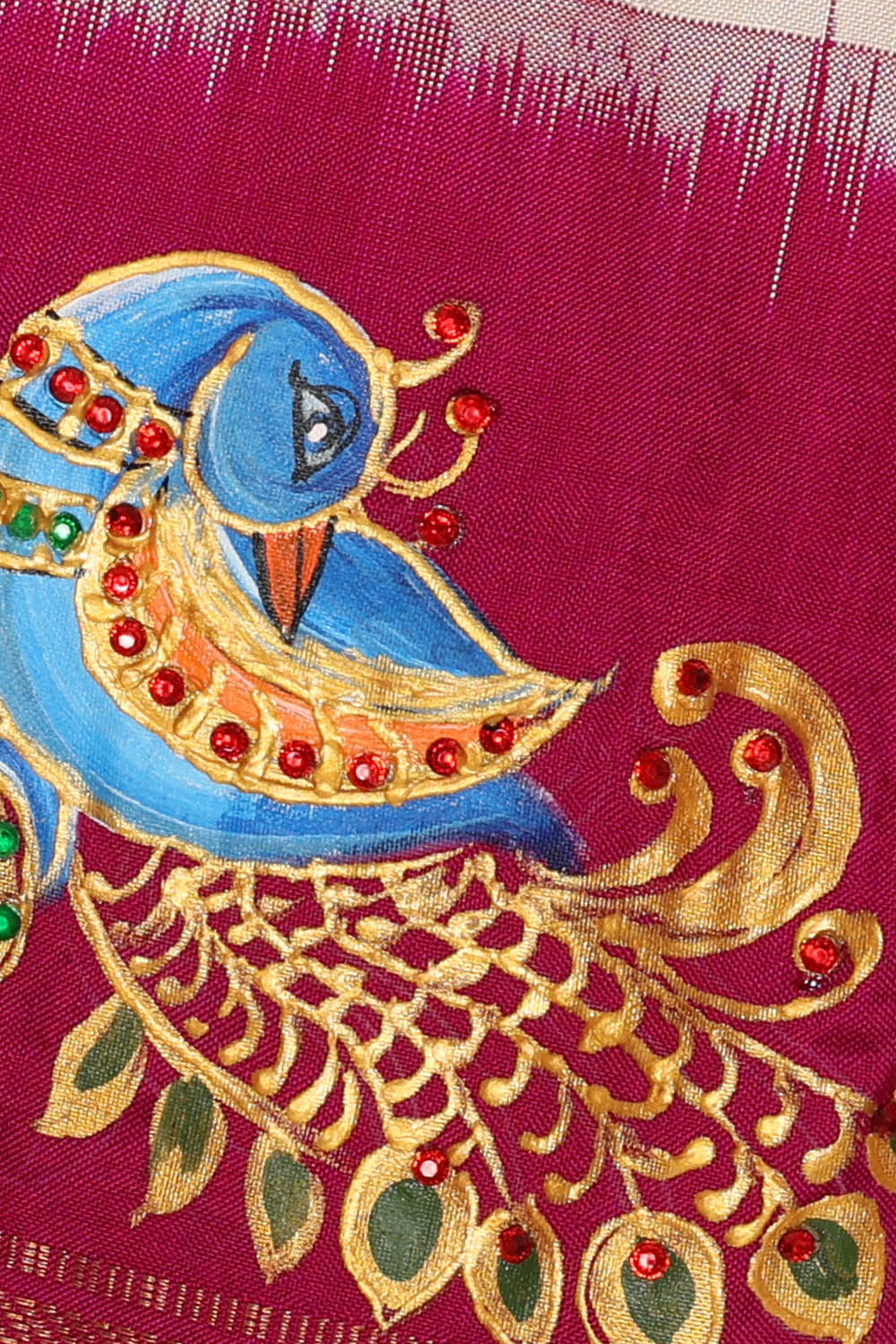 Image of Off-White Tanjore Pochampally Ikat Silk Saree