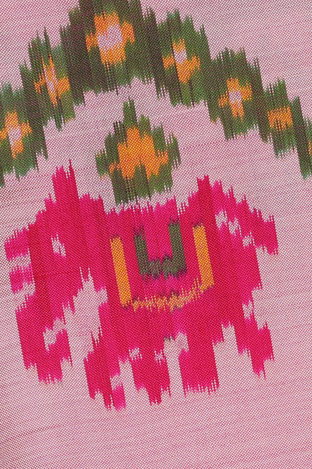 Image of A Fusion Tanjore Pochampally Ikat Silk Saree