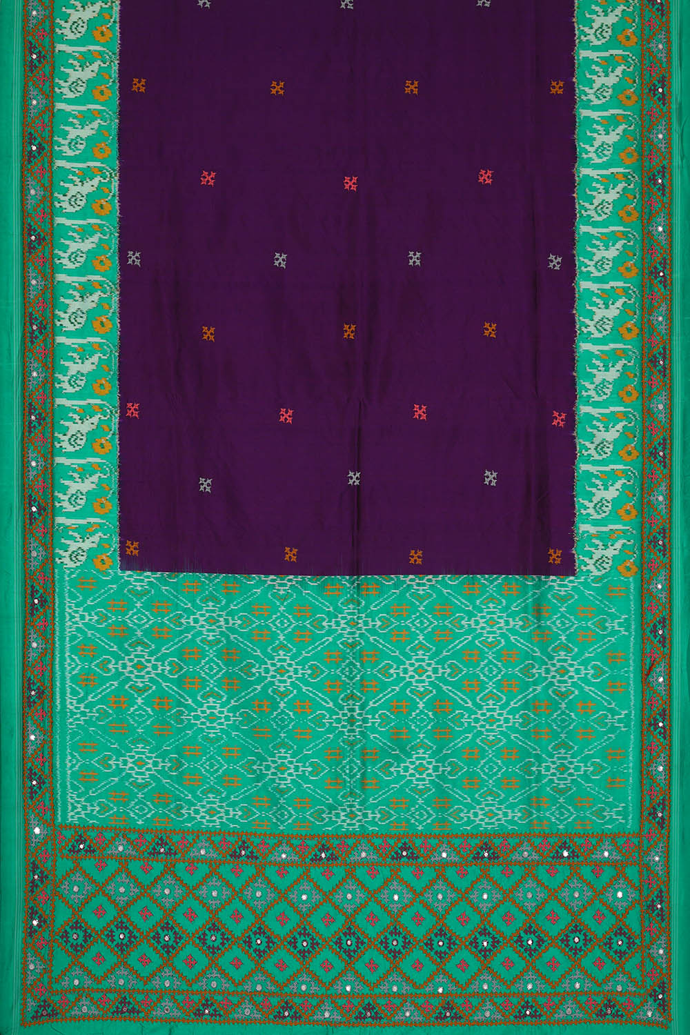Image of Purple Pochampally Ikat Silk Saree
