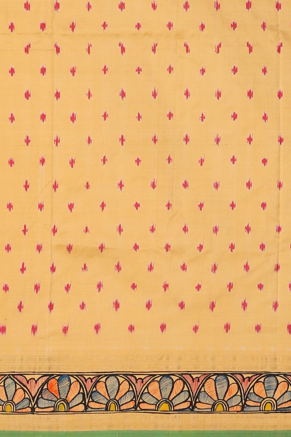 Image of A Fusion Madhubani Pochampally Silk Saree